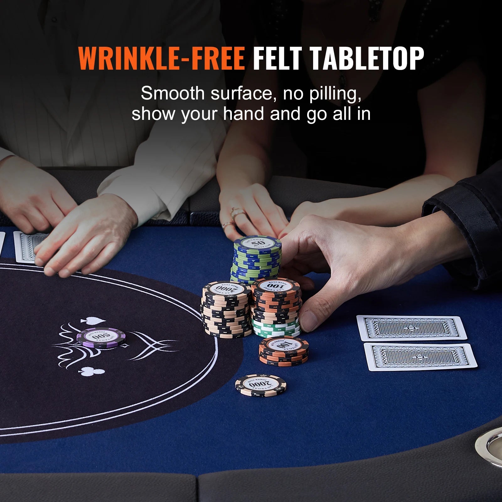 8 Player Foldable Poker Table with Cup Holders & Padded Rails