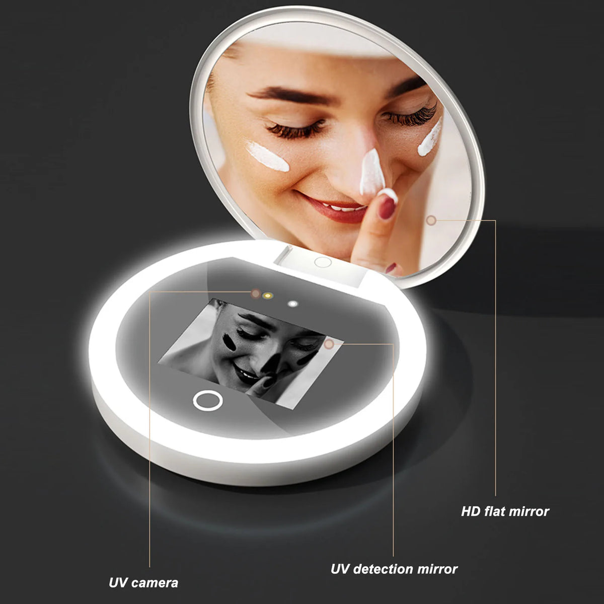 Illuminated UV Camera Makeup Mirror