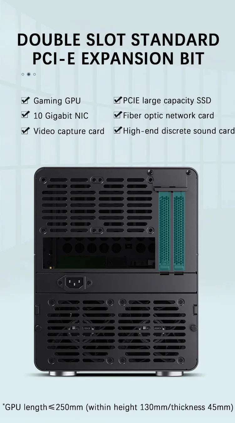 JONSBO N3 Mini NAS kabinet ITX Mini aluminium med stålplade, understøtter 130mm CPU-køler, to 100×25mm blæsere er standard