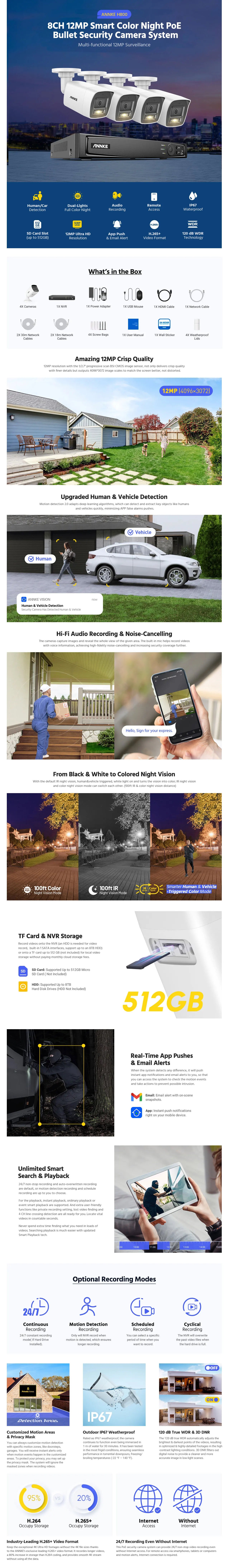 ANNKE 12MP PoE Security Camera System with 8CH NVR