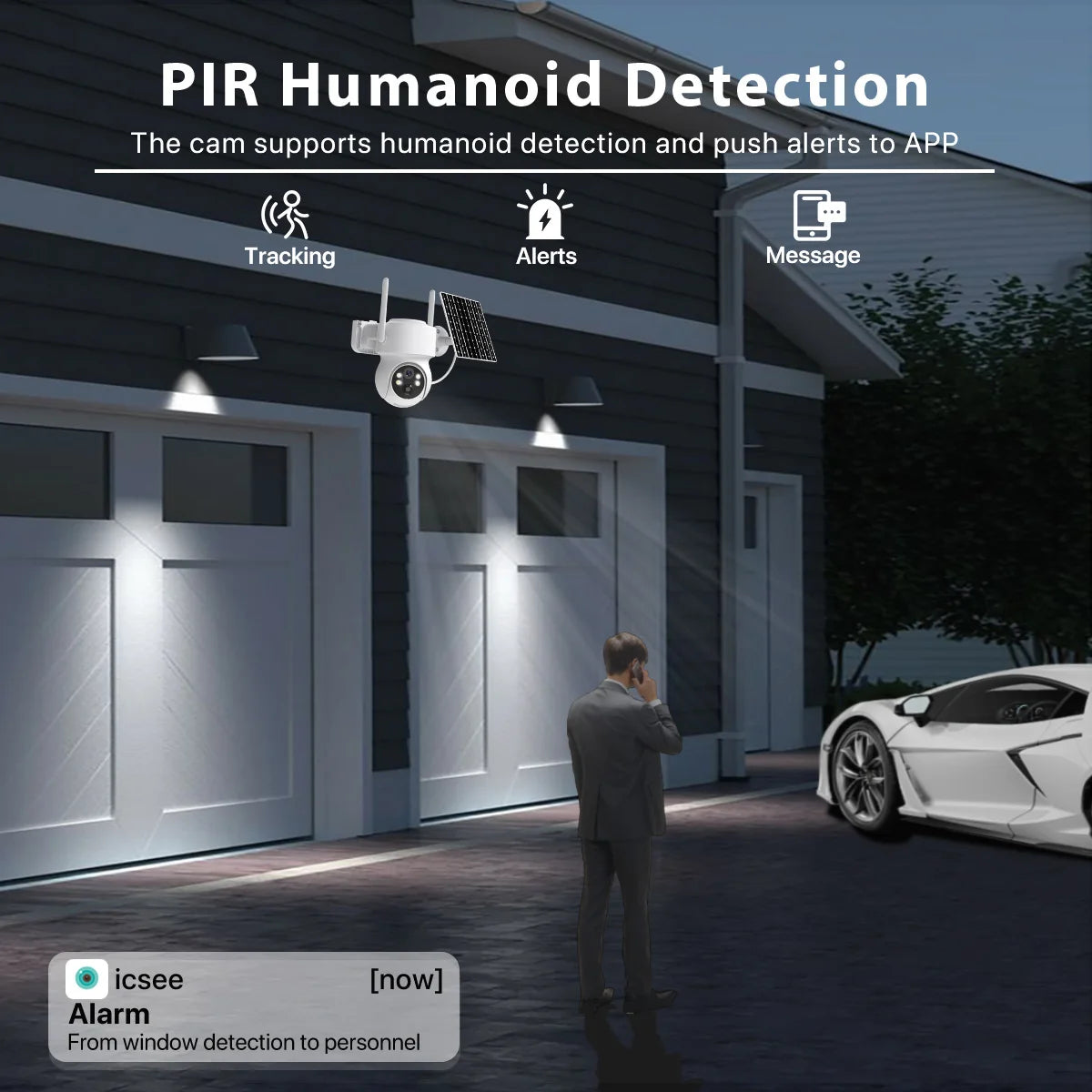 WONSDAR Solární WiFi PTZ venkovní bezpečnostní kamera