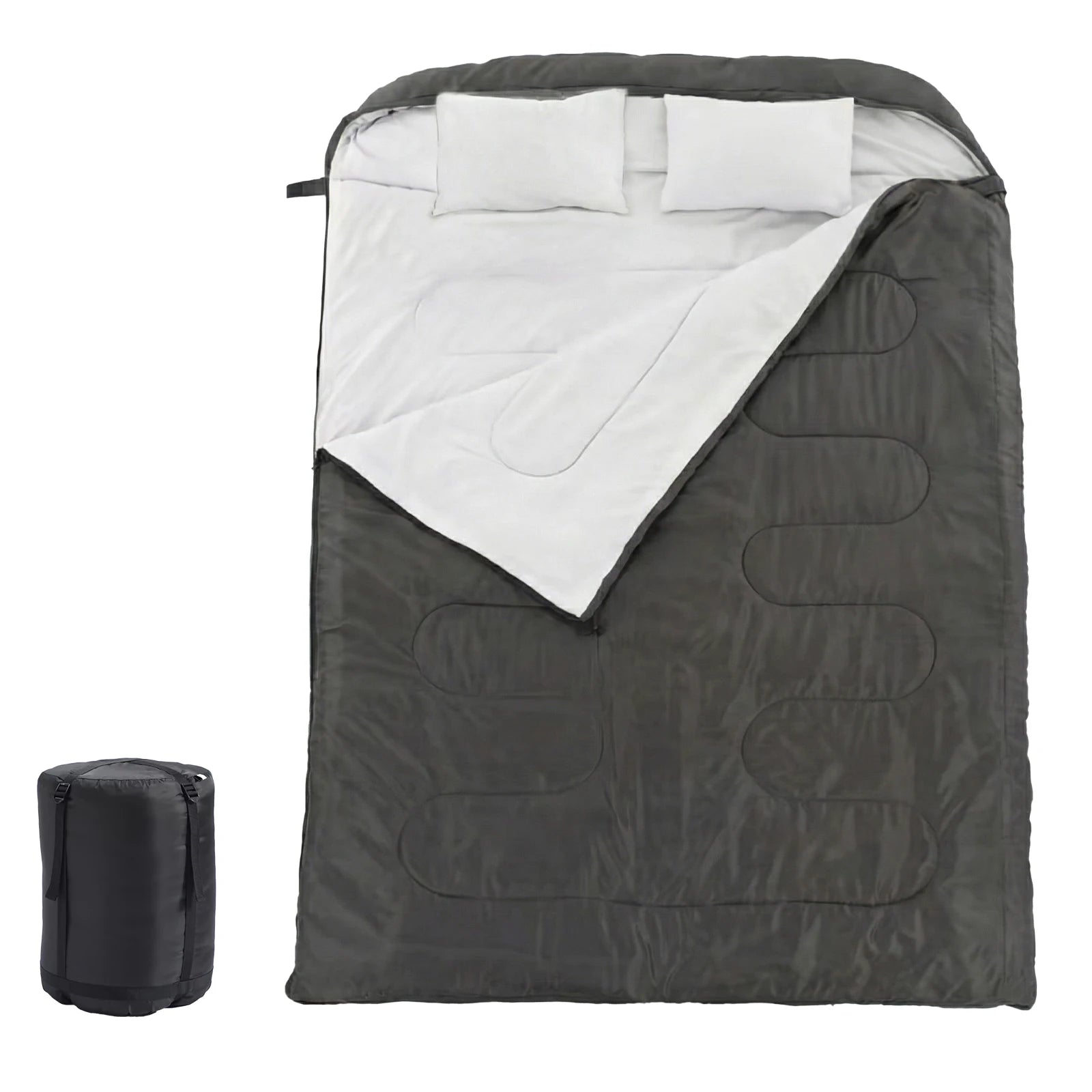 Double Sleeping Bag for 2 Adults with Pillows, 3 Season Camping