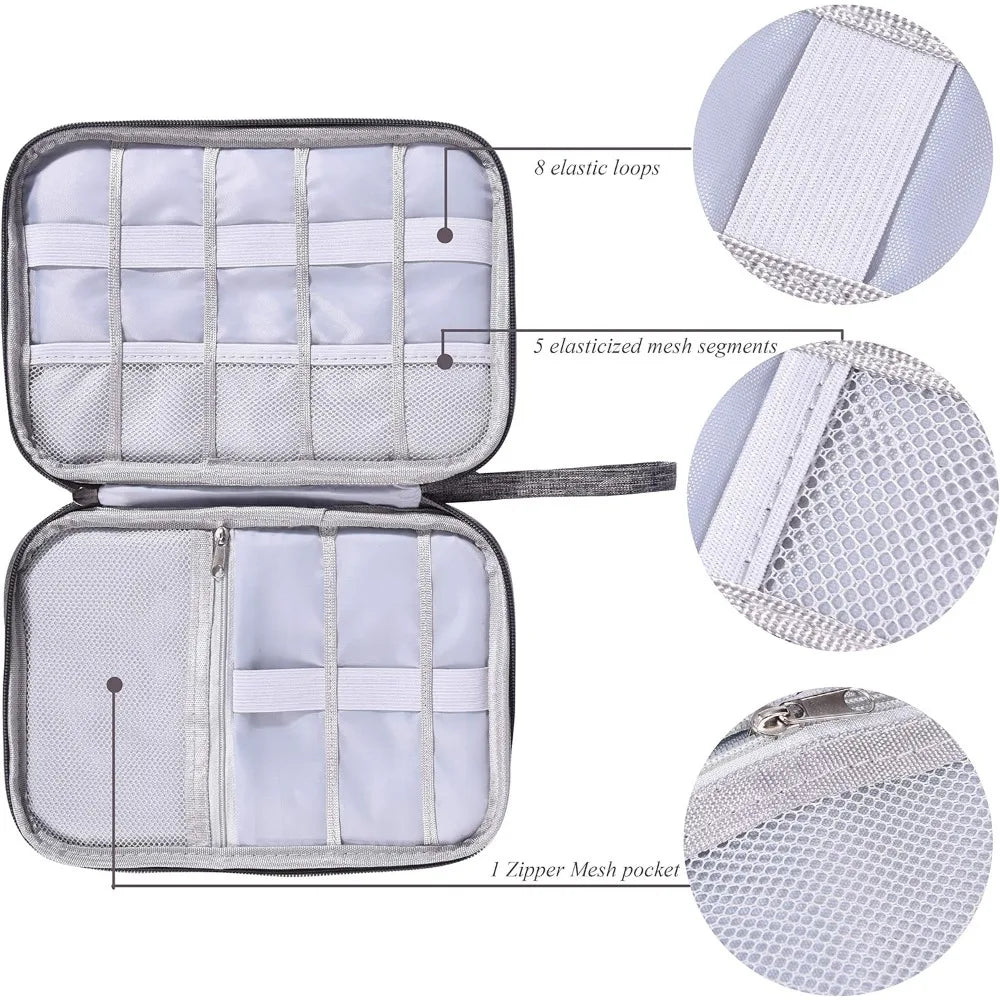 Slim Nylon Electronics Organiser with Elastic Loops