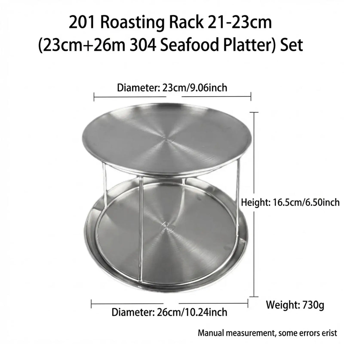 2-Tier Round Stainless Steel Serving Stand for Cakes and Snacks