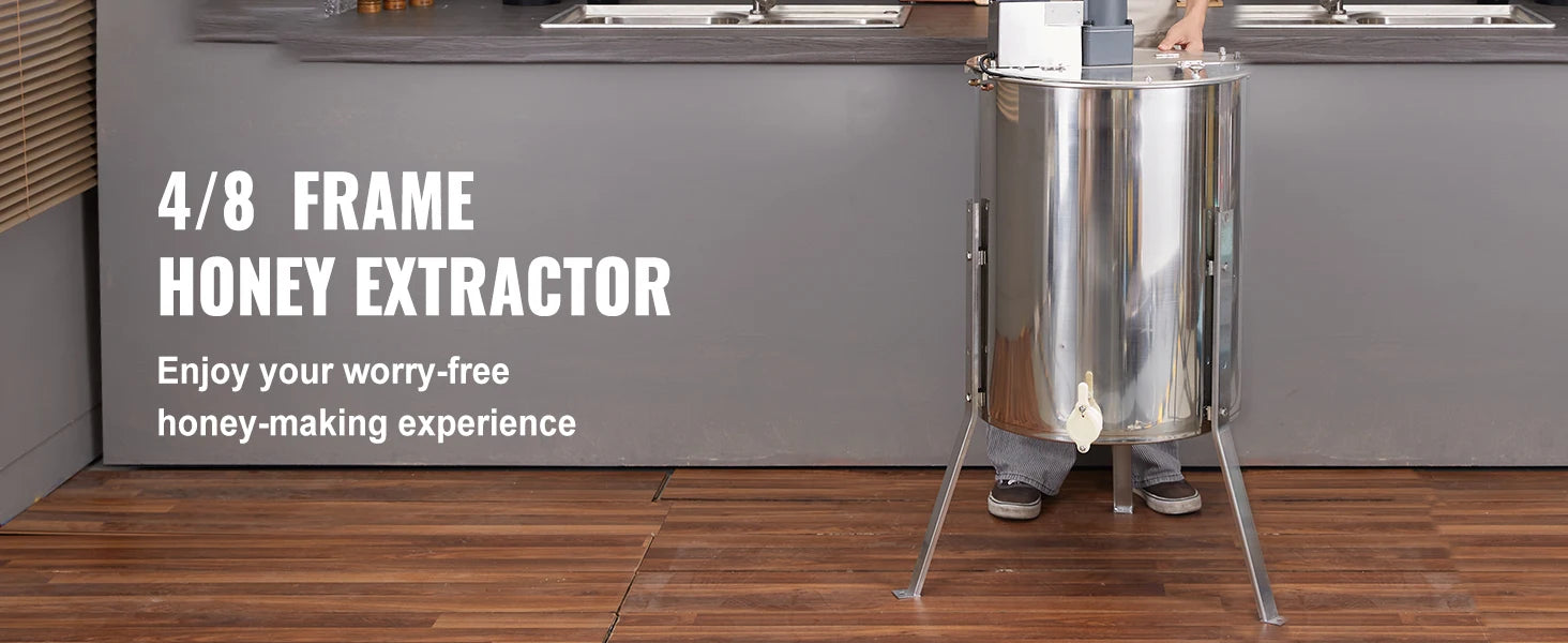 Electric Honey Extractor 4/8 Frames Stainless Steel with Adjustable Stand