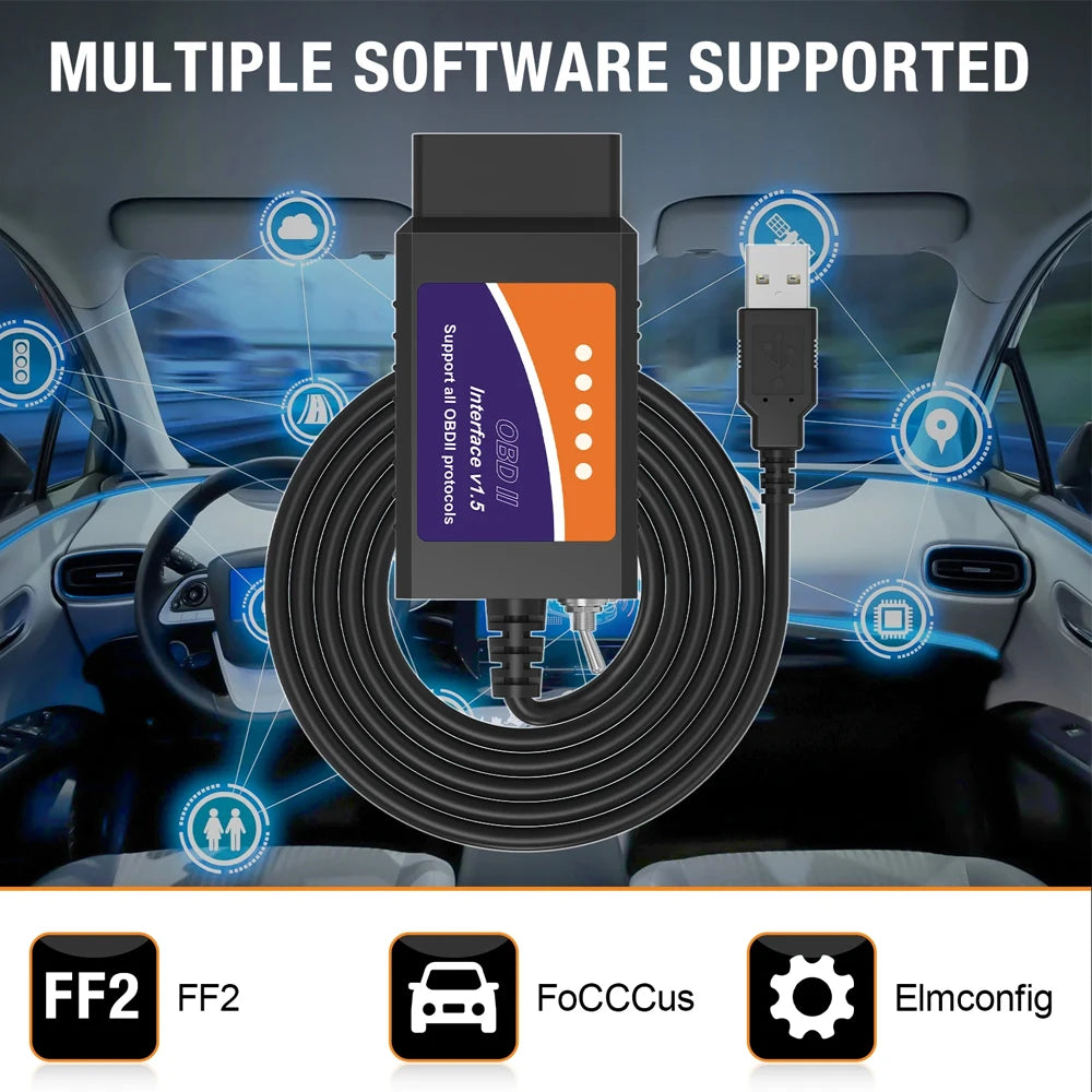 USB ELM327 OBD2 Adapter with HS/MS-CAN Switch
