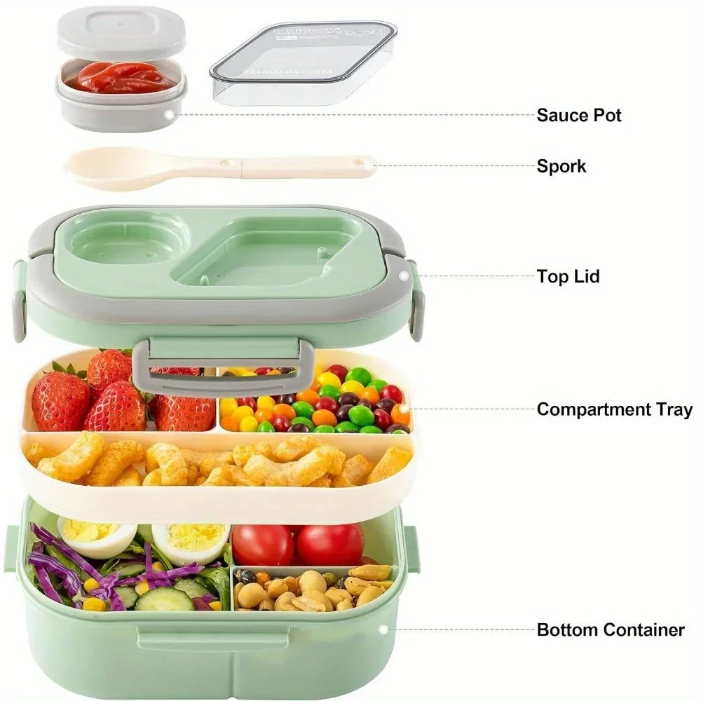 1200ml Four-Section Lunch Box with Cutlery