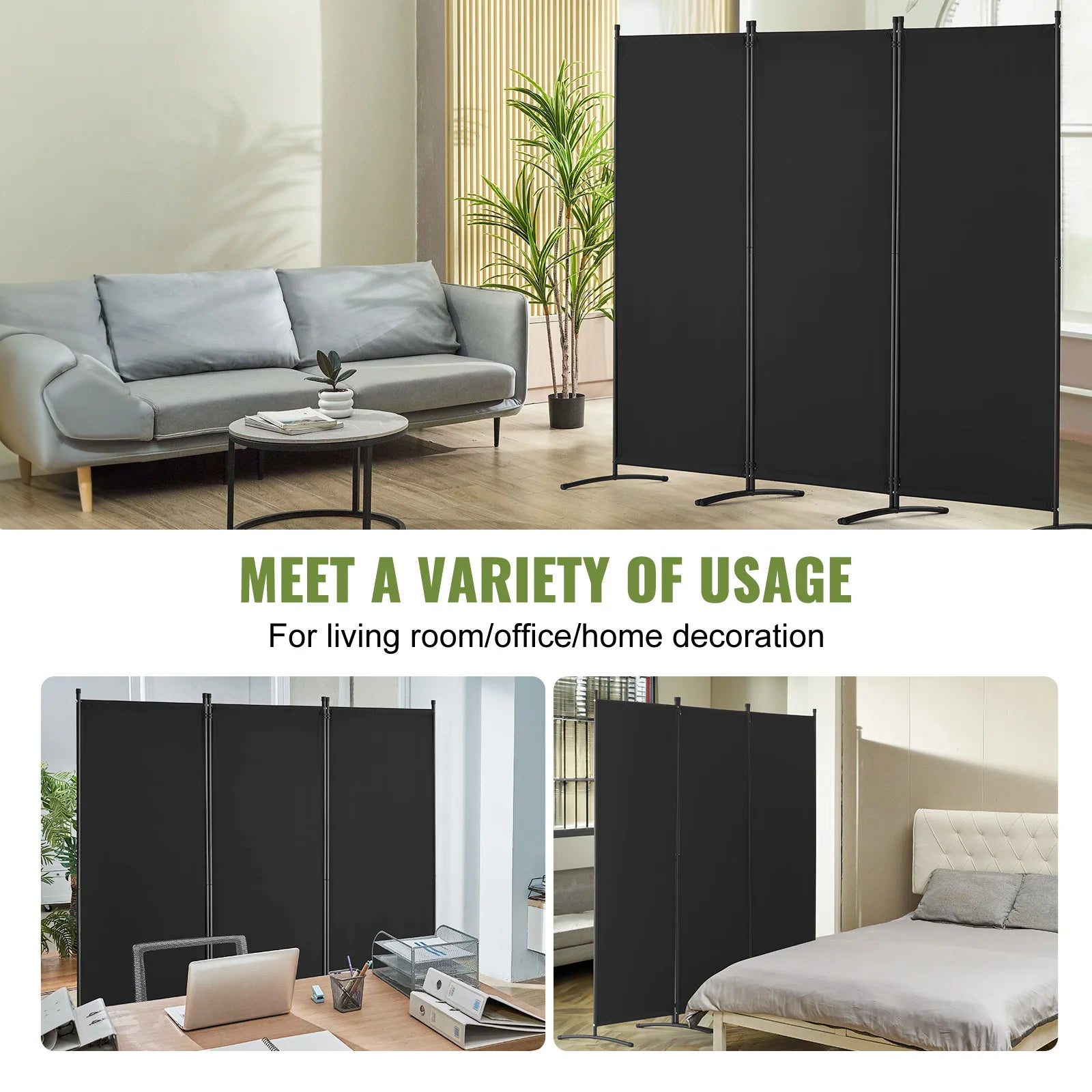 SucceBuy roomverdeler 1/3/4 paneel, kamerschermen en vouwbare privacy screens, stofscheiding voor kantoor, thuis studeren