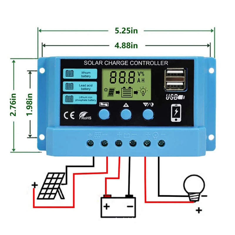 Contrôleur de charge solaire PWM 12/24 V - Options de modèle