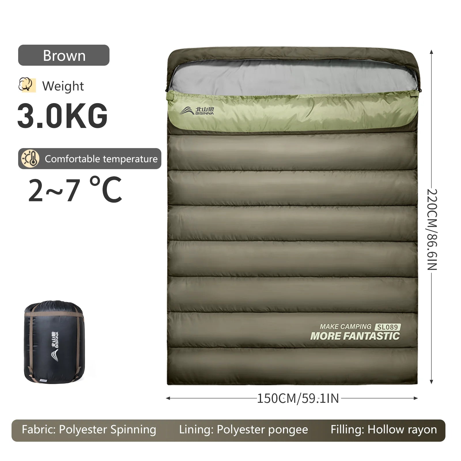 2 Person Sleeping Bag for Camping and Travel