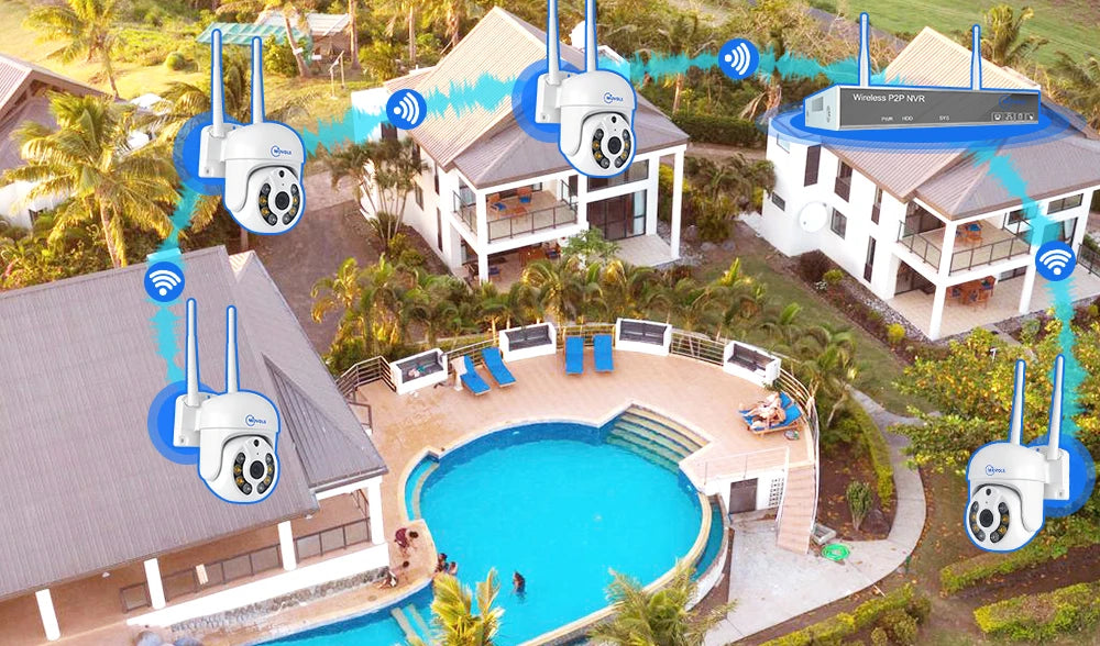 Wireless CCTV System PTZ Security Camera Kit with Two-Way Audio