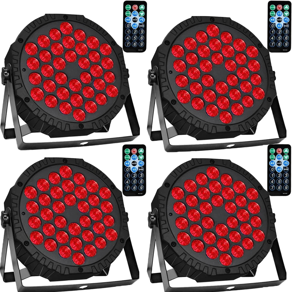 4er-Set 36-LED RGB 3-in-1 DMX512 Stage Par Lights