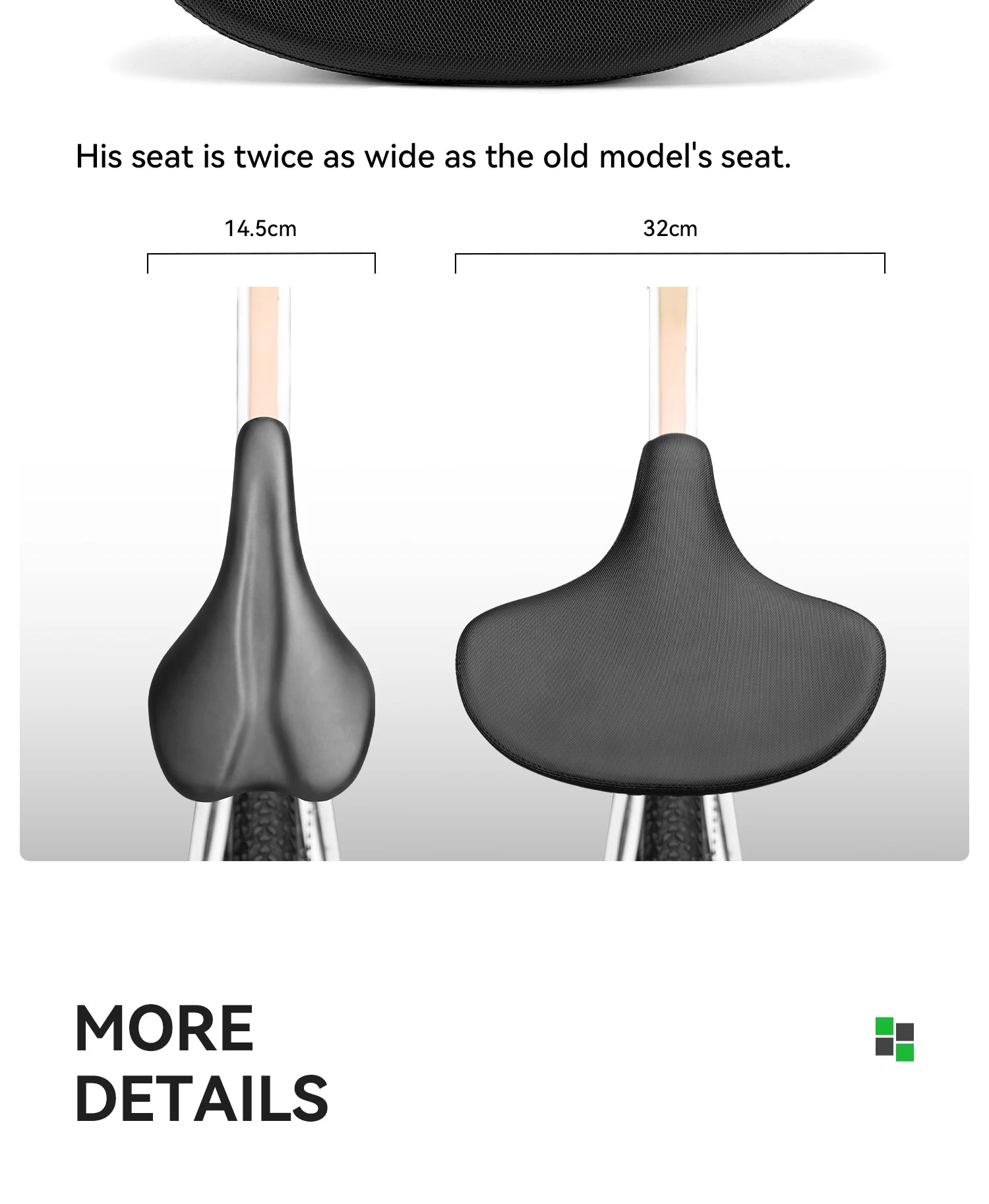 Comfortable Wide Bike Saddle Cushion with Shock Absorbing Foam