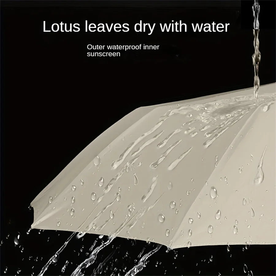 12 Bone Black Glue Fully Automatic Umbrella With Thick And Durable Keel Three Fold Umbrella UV Resistant Folding Umbrella 