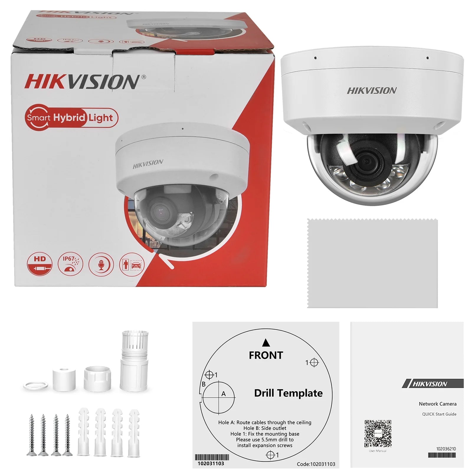 Hikvision 8MP 4K ColorVu Smart Hybrid Light POE IP Camera DS-2CD1183G2-LIUF Motion Detect 2.0 Human Detect MIC SD Slot IP67 