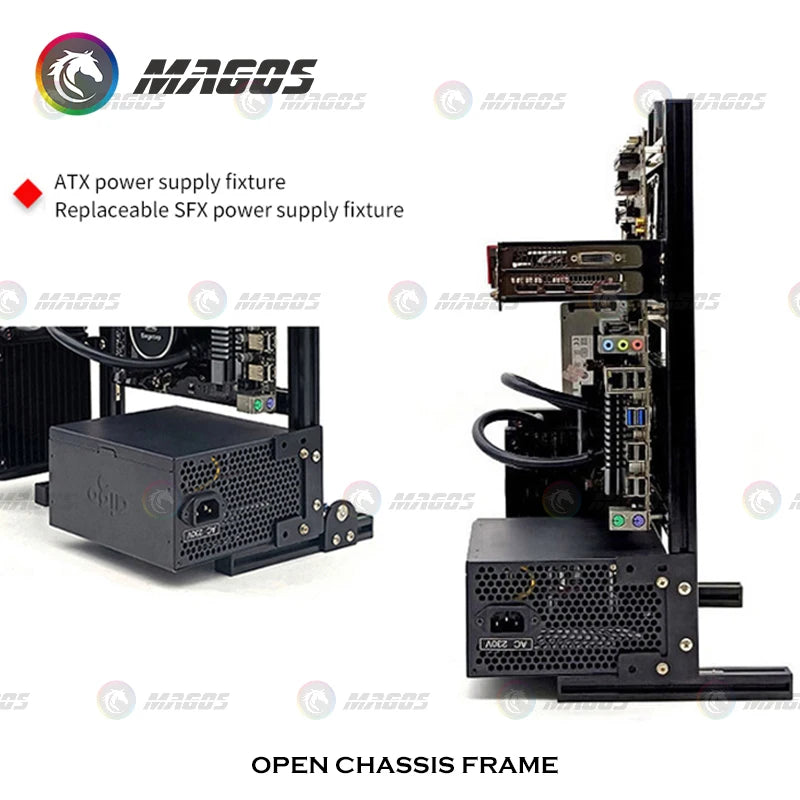 Open Frame Aluminum PC Case for ITX/MATX/ATX Builds