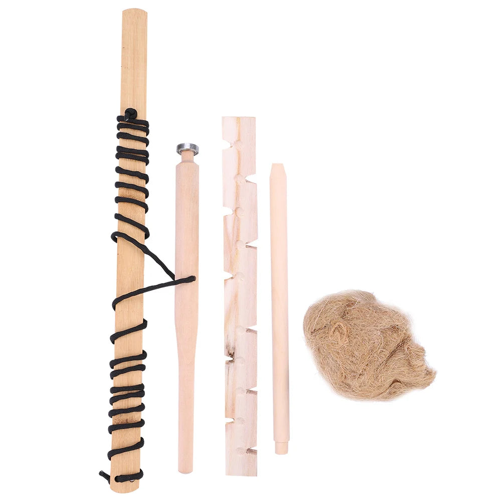 Wooden Bow-Drill Fire-Making Practice Set