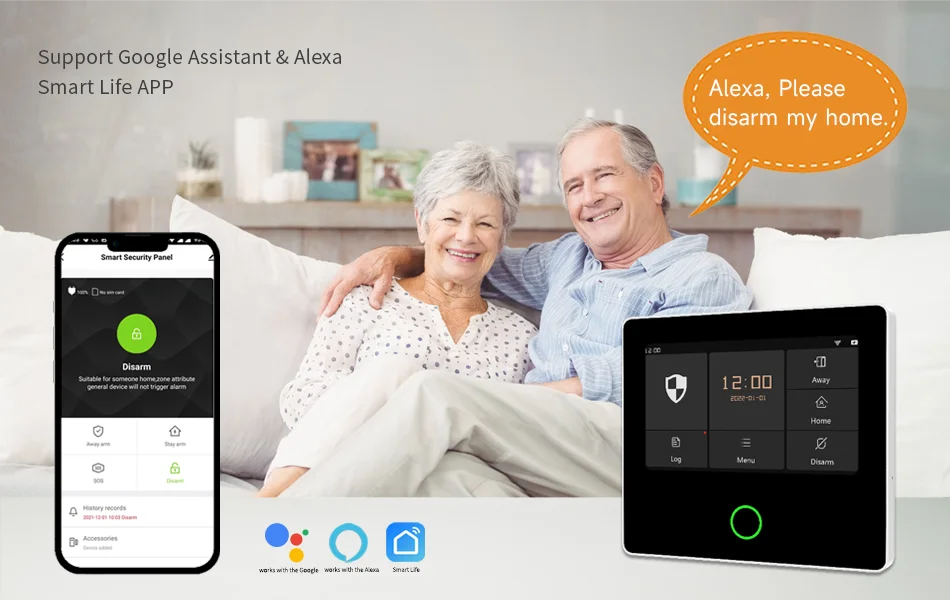 Staniot WiFi SecPanel 5 Wireless Home Alarm System Tuya Smart 4.3" Touch Screen Security Kit Built-in Siren APP Remote Control 