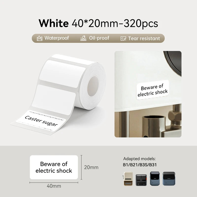Niimbot etichetă termică 20-50mm lățime, cerc, alb, adeziv, etichetă impermeabilă, hârtie pentru B1 B21, imprimantă mini etichete, maker