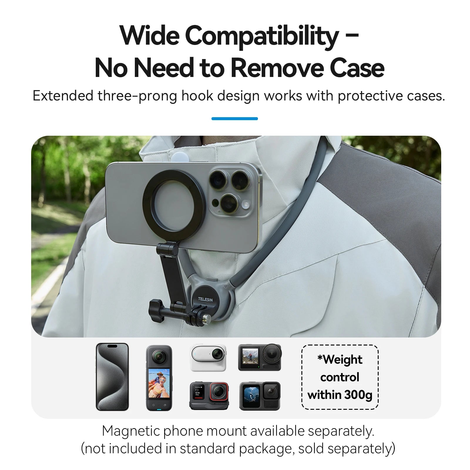 TELESIN Telefon Aksiyon Kamerası Boyun Tutucu Montajı