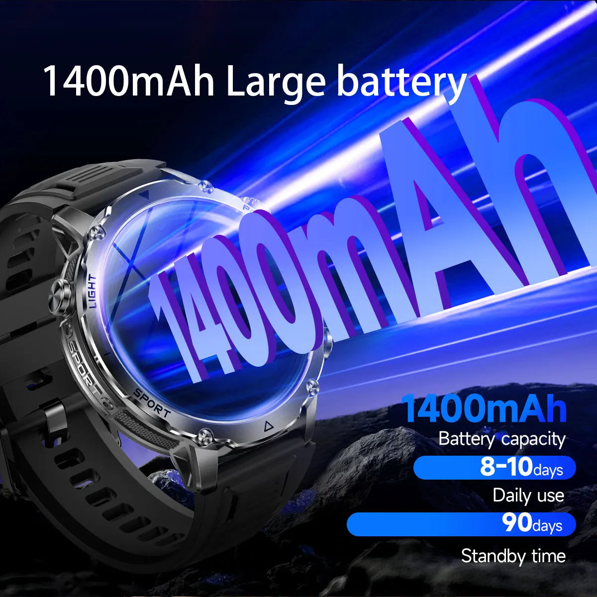 Outdoor Bluetooth Anruf-Smartwatch mit LED-Taschenlampe