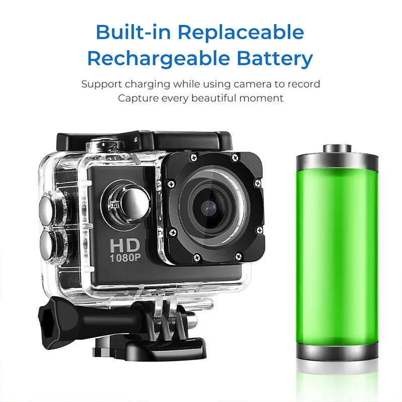 Underwater Waterproof Sports Action Camera for Helmet