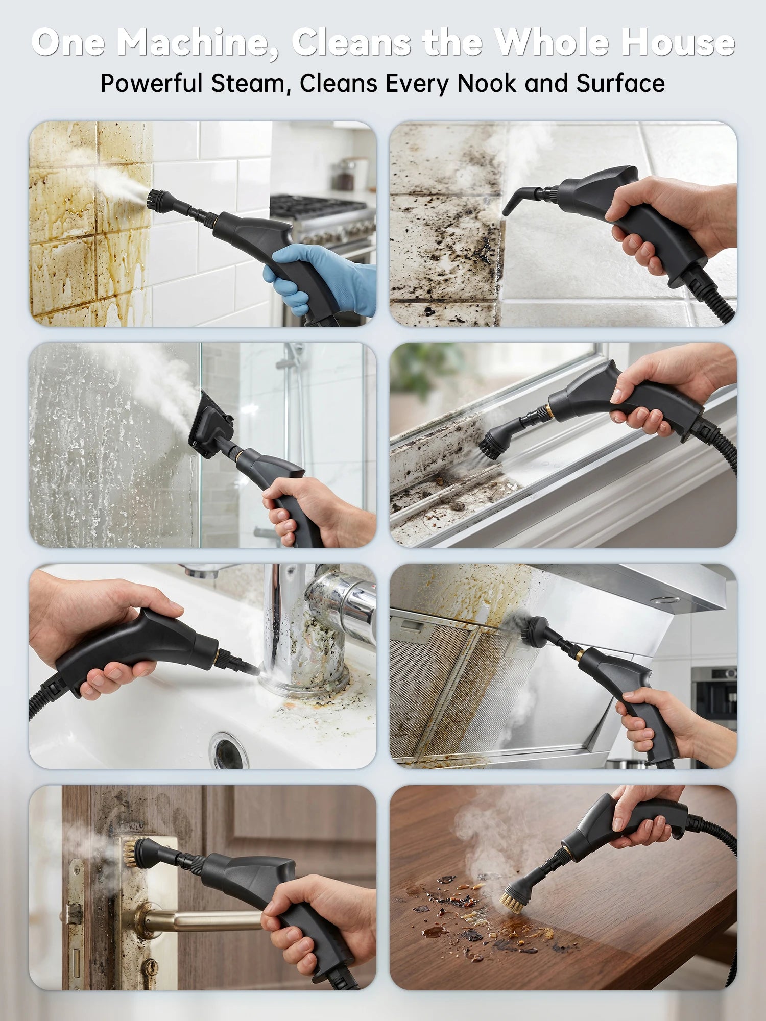 2500W Handheld Steam Cleaner with 1200ml Tank and Accessories