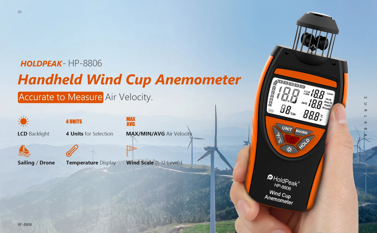 Cup Anemometer with Temperature Display