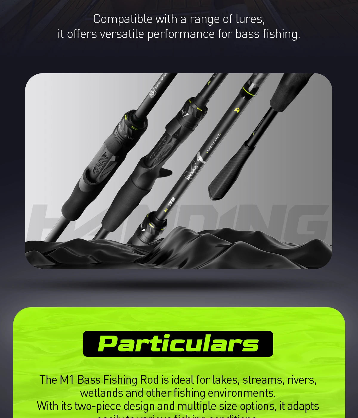 HANDING M1 Bass Fishing Rod with Fuji Guide Rings