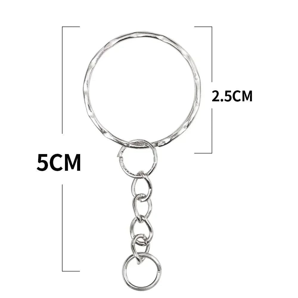 Silver Plated Metal Blank Keyring Keychain Split Ring Keyfob Key Holder Rings Women Men DIY Key Chains Key Ring Accessories