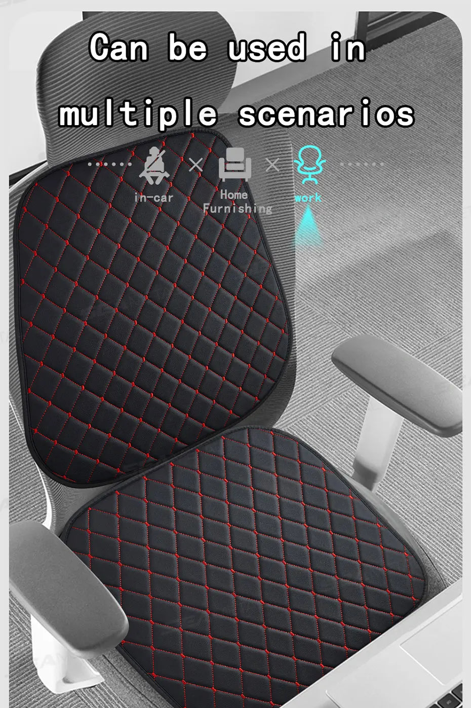 SEAMETAL Premium Car Seat Cushion Luxury Leather Anti Slip Seat Cover Breathable Anti Scratch Car Seat Protector for Sedan Suv