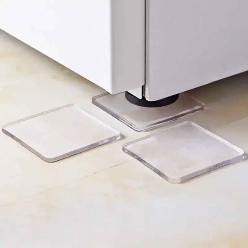 4pcs Anti Vibration Non-Slip Mat Washing Machine Silicone Pad Multifuncational Transparent Place Mats Home Bathroom Portable 