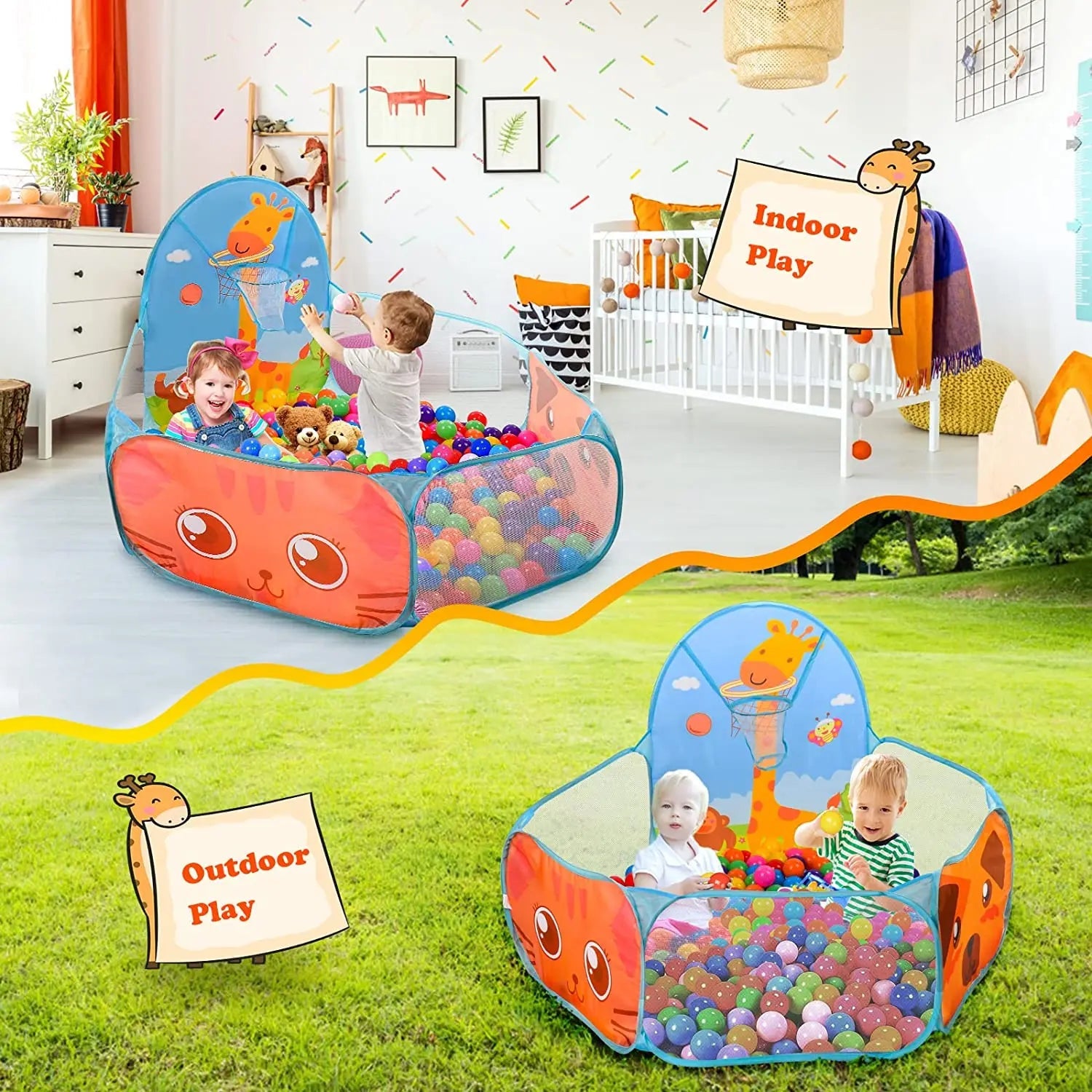 Children Ball Pool Tent Portable Foldable Ball Pit Play Tent with Basket  Outdoor Indoor Sports Educational Toy Holiday Gifts 