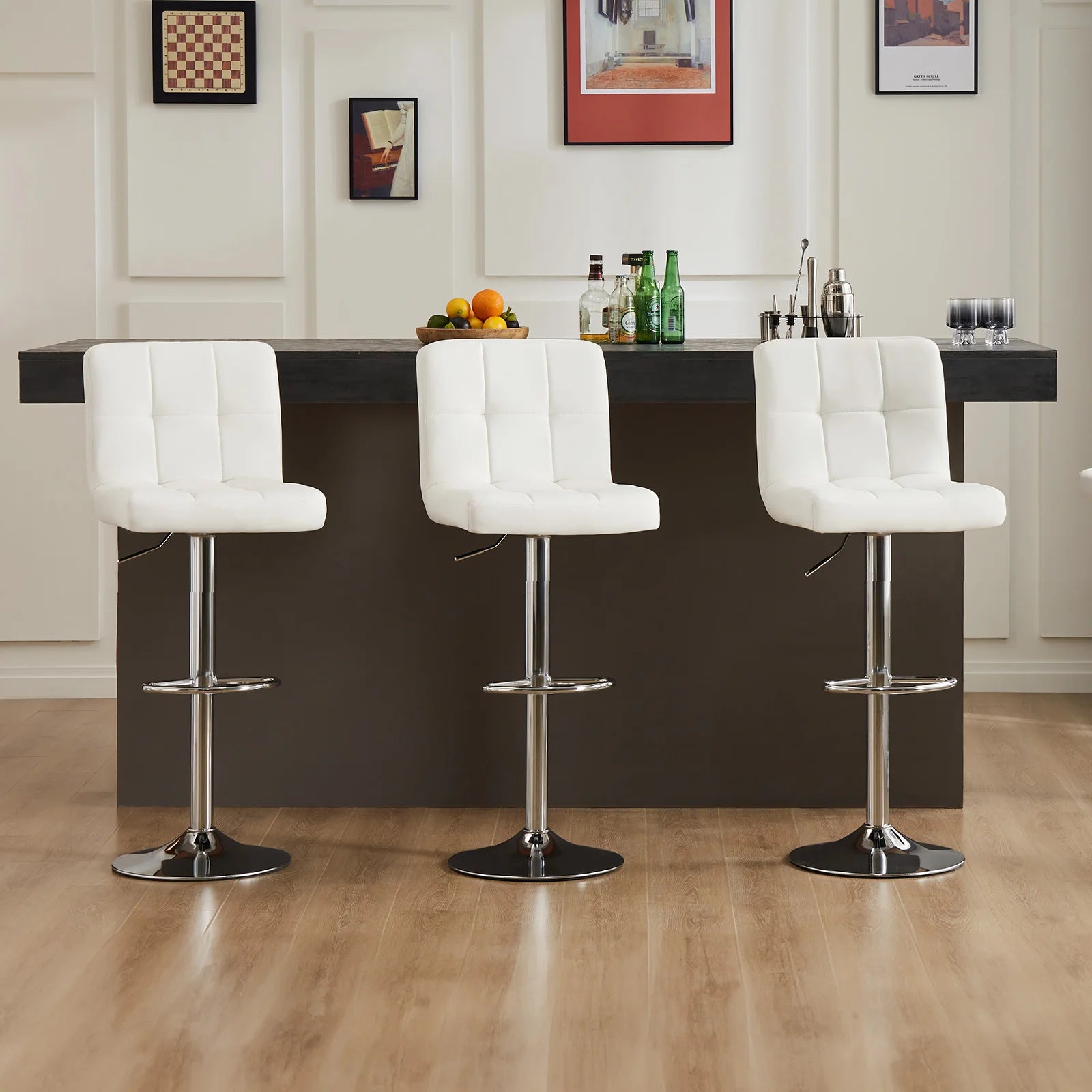 Adjustable Swivel Bar Stool Chair with Backrest Cushion