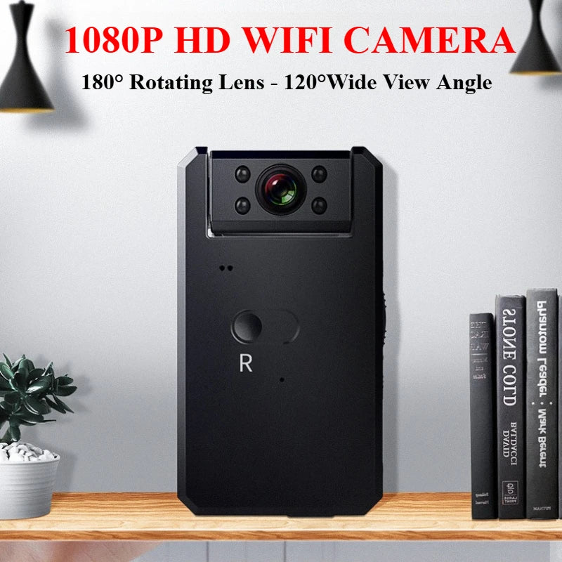 Câmeras IP Mini 1080P  Ângulo Aberto 180° Visão Noturna Mini Câmera Câmera de Ação ao Ar Livre Monitor de Bebe Detecção de Movimento Casa Inteligente