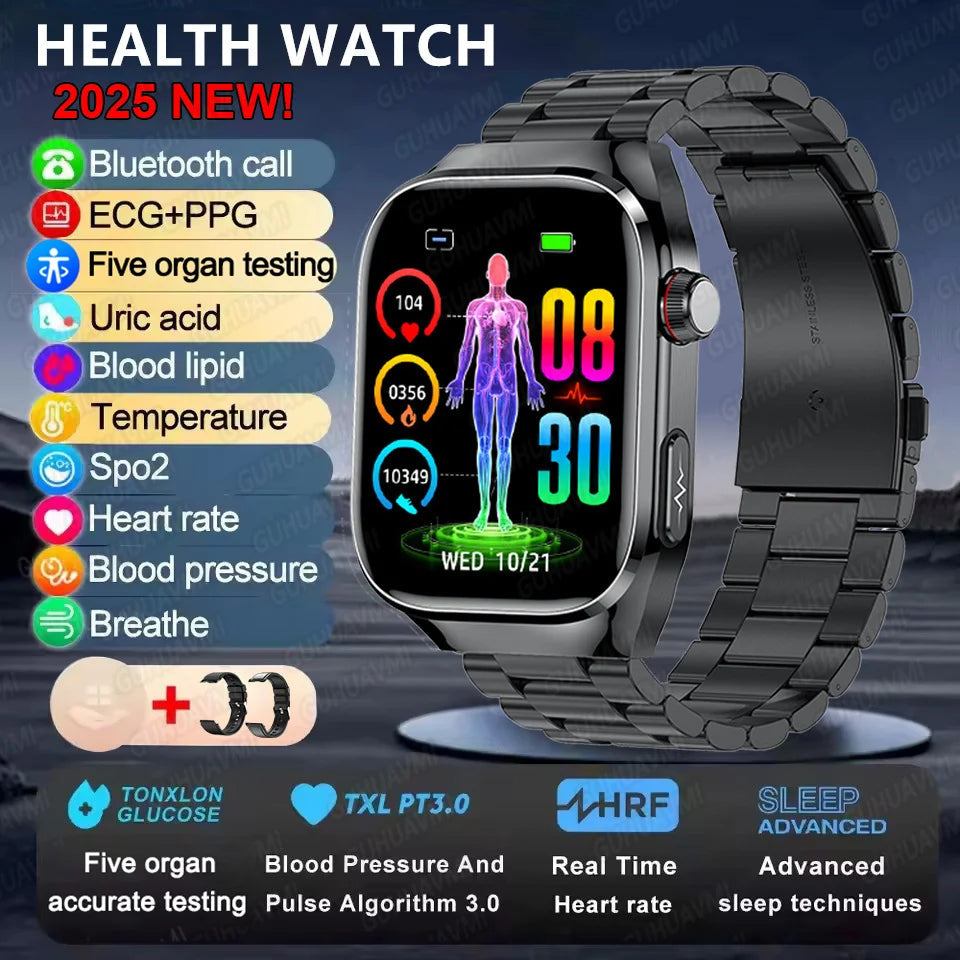 2025New Micro Physical Examination Smart Watch For Men Uric Acid Body Fat Five Organ Health Watches Bluetooth Call SmartBracelet 