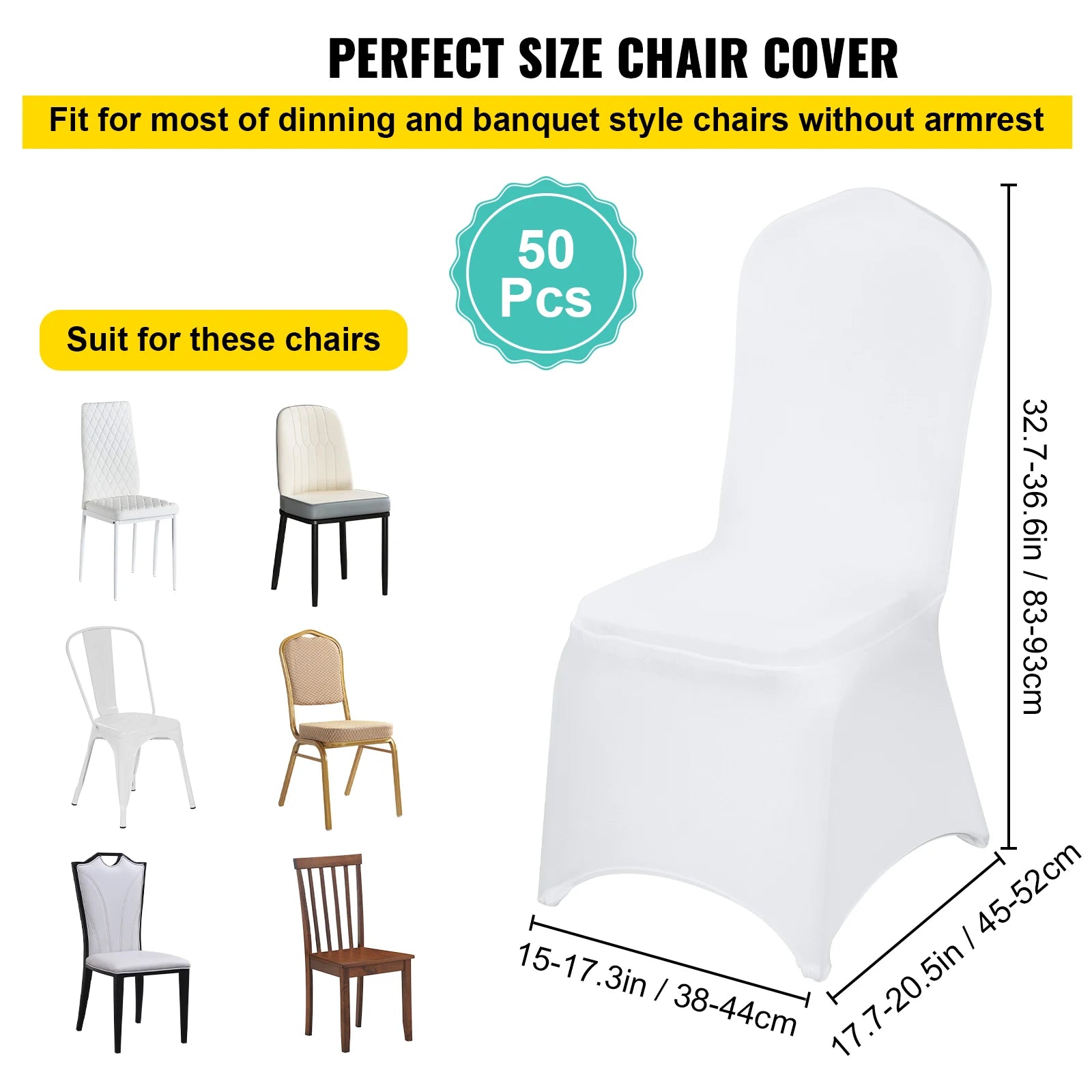 Huse elastice din spandex pentru scaune, pentru nunți și evenimente (pachet de 50/100)