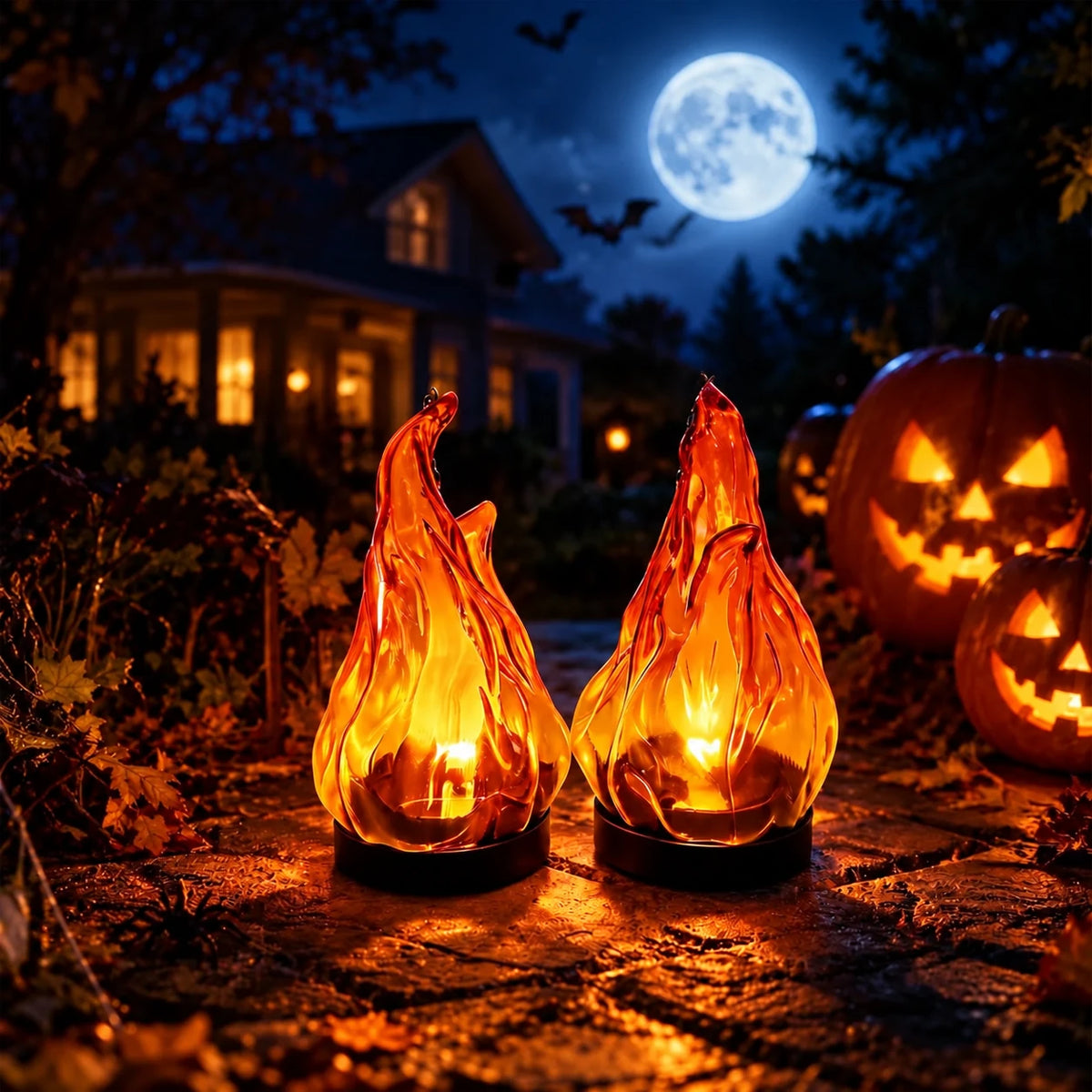 Flame-Effect Hanging LED Lantern with Chain