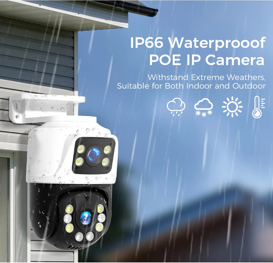 Dual Lens 3MP+3MP POE IP PTZ Security Camera