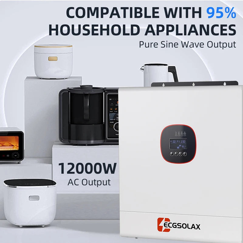 Inversor Solar Híbrido 12kW 48V Dual MPPT Onda Senoidal Pura
