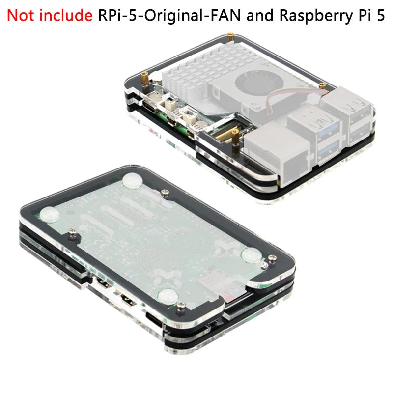 Custodia in acrilico per Raspberry Pi 5, dissipatore opzionale