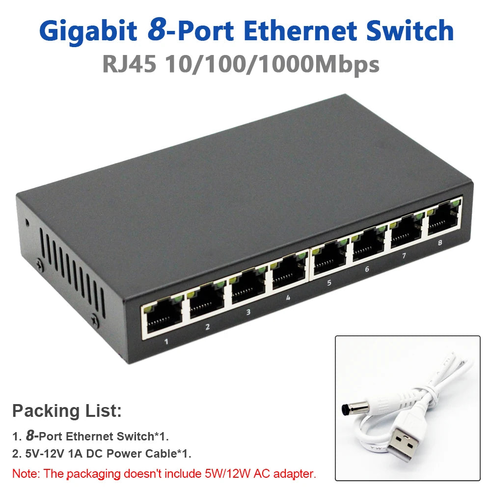 Gigabit Ethernet Switch - Five or Eight Ports