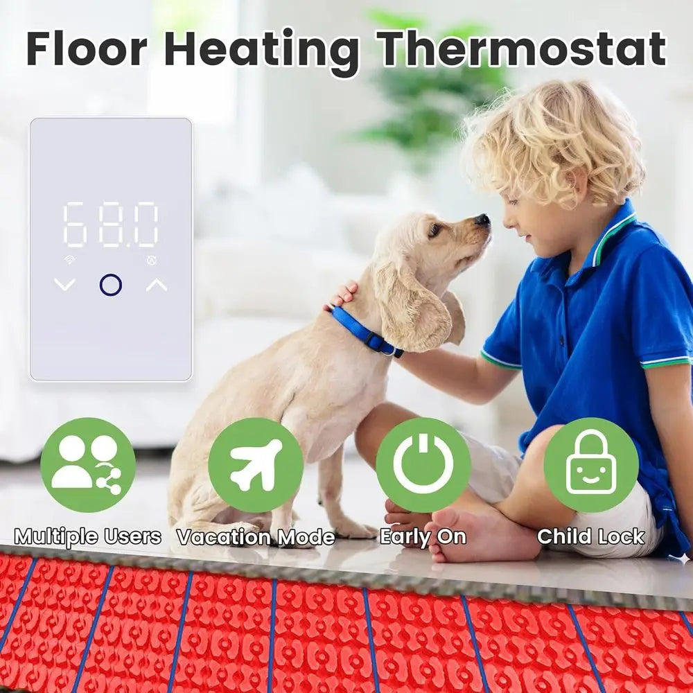 Smart Floor Heating Thermostat with Touchscreen & App Control