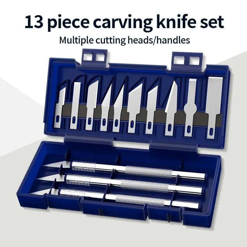 13Pcs Metal Carving Knife Pen Style Art Seal Cutting Manual Combination Paper Cuttings Non-Slip Gadget DIY Precision Repair Tool 