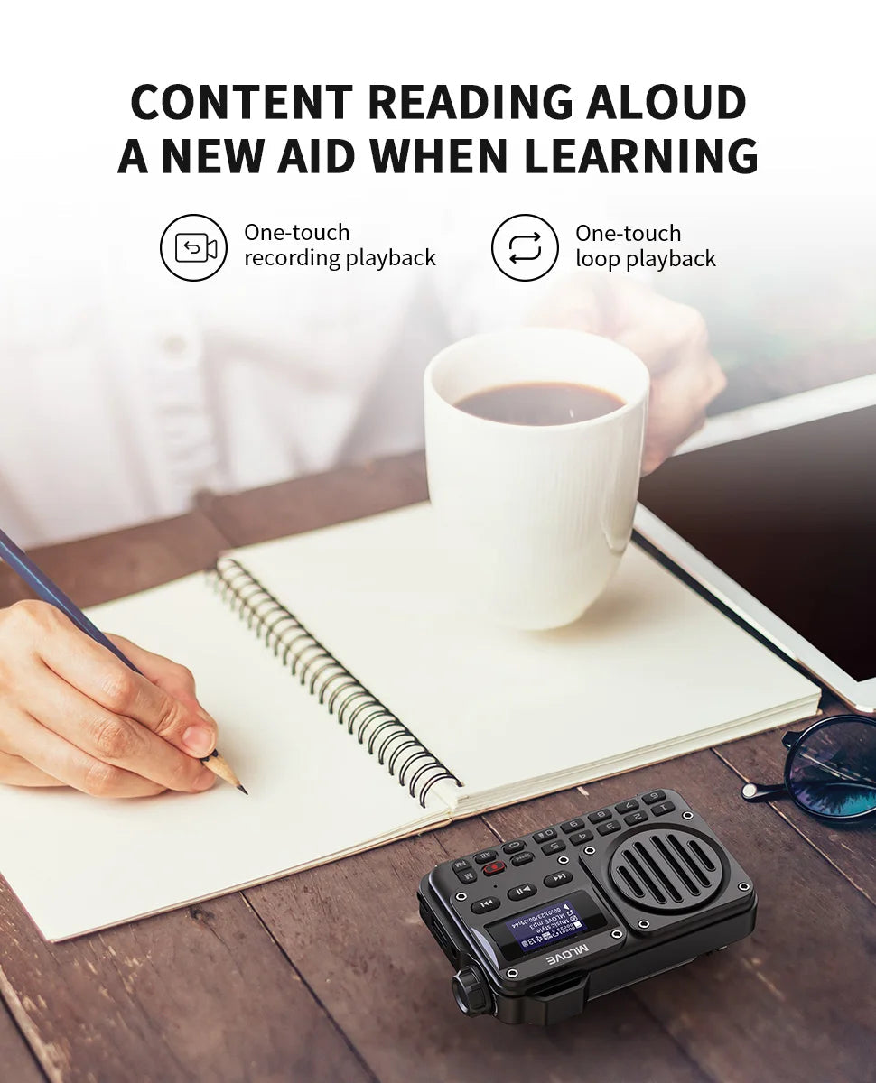 MLOVE BV800 Super-Portable Bluetooth Speaker with FM Radio,LCD Screen Display, Antenna, AUX Input, USB Disk, TF Card, MP3 Player 