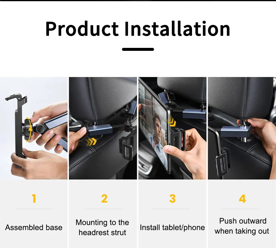 SEMAETAL Car Seat Back Phone Holder Rear Row Tablet Mount for iPad Telescopic Phone Support Bracket Universal for 4-12.9 Inch