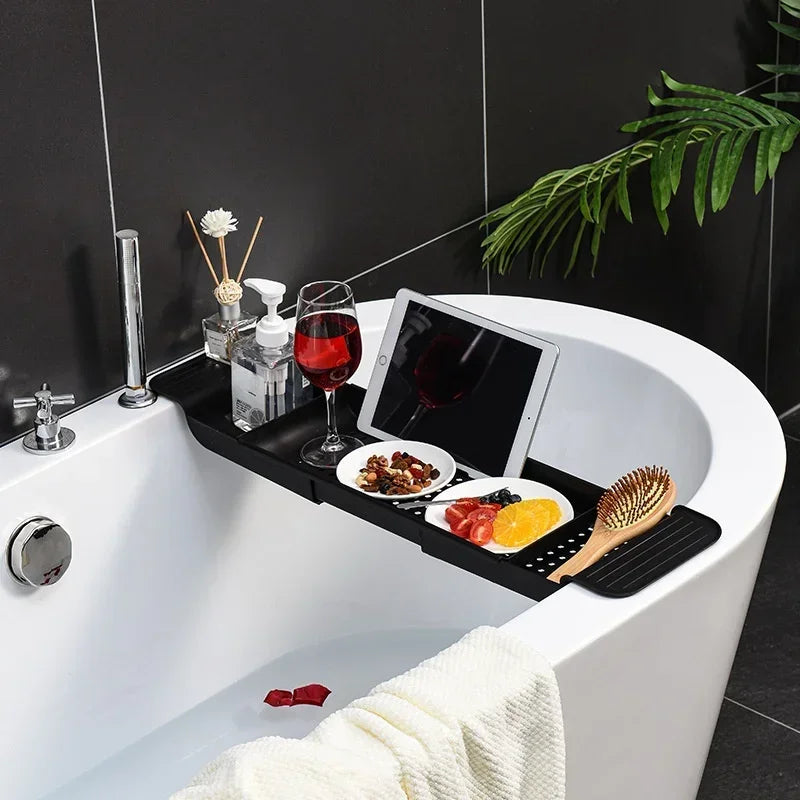Multi-Function Retractable Bathtub Storage Rack Bath Tray Shelf Tub  Towel Storage Shelf Kitchen Sink Drain Holder