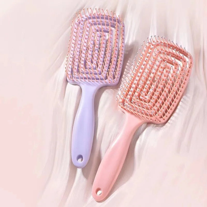 1Pcs Elastic Massage Comb Hollow Out Hair Brush Scalp Massage Combs Hair Styling Detangler Fast Blow Drying Detangling Tool 