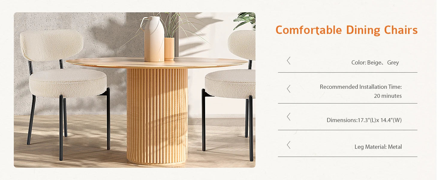 Ergonomic Round Dining Chairs Set of 2 with Cushioned Seat