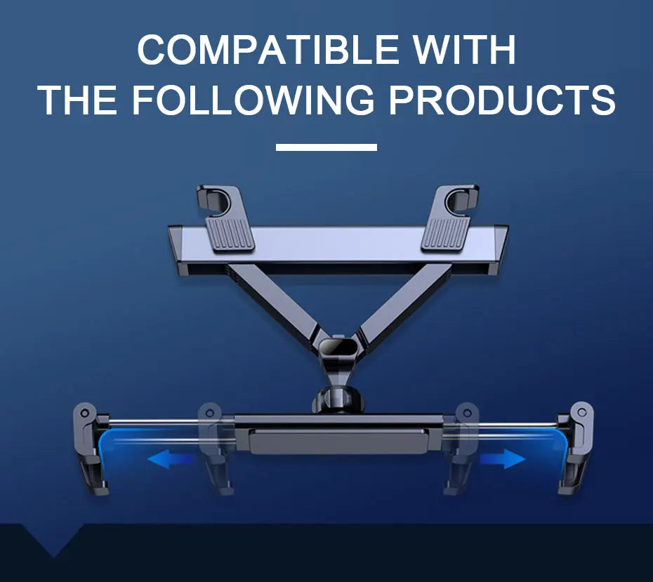 SEAMETAL Telescopic Tablet Holder Stable Seat Headrest Phone Mount 360-Degree Rotation Phone Holder Universal for 4-12.9in iPad